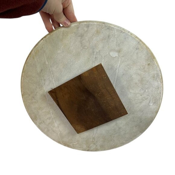 Vintage Marble Lazy Susan Turntable Large 14.5” Heavy Quality - Picture 3 of 4